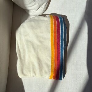 Aviator Nation Cream Track Pants with Rainbow Stripes